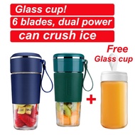 Portable Juicer 6 Blade Blender with glass cup can crash ice Electric Puree Mixer Mini Fruit Juice USB ice blender ZKRO