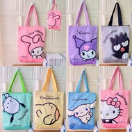 กระเป๋าผ้า ลายการ์ตูน มีซิป น่ารัก Sanrio tote bag Kuromi Cinnamoroll คิตตี้