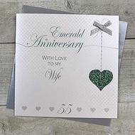White Cotton Cards Handmade 55th Wedding Anniversary Card - Love Lines (LLA55W)