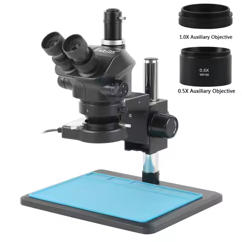Eakins Zoom 7X- 50X Industrial Stereo Microscope Trinocular Microscope 0.5X Auxilliary Objective Len