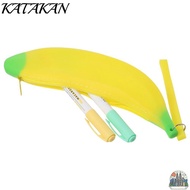 KATAKAN Silicone Pen Bag, 2.36*7.87 Inch Silicone Banana Zero Wallet, Creative Yellow Banana Shape P