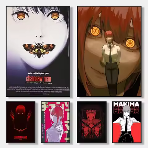 Popular Anime Chainsaw Man Makima Canvas Poster Wall Art Picture for Living Room Bedroom Playroom Ba