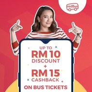 Instant Discount of 10% Up to RM 10 and RM 15 Cashback on Bus Bookings