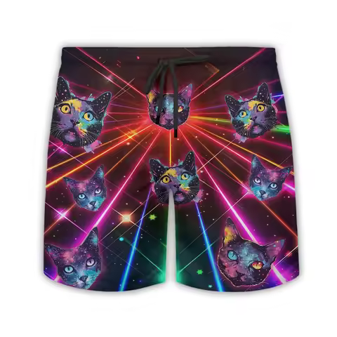 Astronaut Galaxy Cat Graphic Boy Beach Shorts Hip Hop Space Short Pants For Men Clothes Rocket Anima