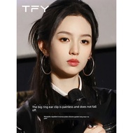 earring earrings Silver Large Circle Ear Clip Female Non-Pierced Earrings New Style Mosquito Coil Pl