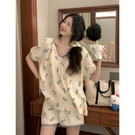 Zebina dễ thương Bunny v-cổ Bộ đồ ngủ cho phụ nữ mùa hè quần đùi ngắn tay thoải mái Homewear