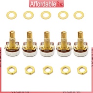 GLO 5pcs A500K Potentiometer Splined  Electric Guitar Bass Effect Amp Tone Volume