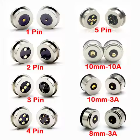 1PC Circualr Shape Magnetic Pogo Pin Connector 1 2 3 4 5 Pin Male Female Probe 5V 3A 10A DC Power Ch