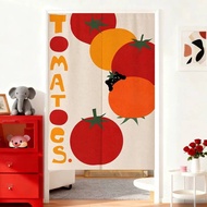VIKAMA Tomato Cat Illustration Door Curtain, Children'S Room Divider Curtain, Living Room Kitchen Ha