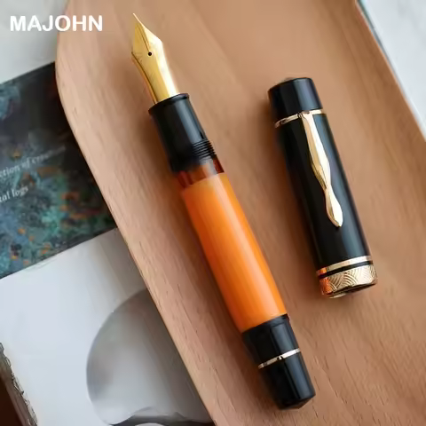 Majohn P139 Piston Resin Fountain Pen Large Capacity #8 F/M All Brass Piston System Gift Writing Pen