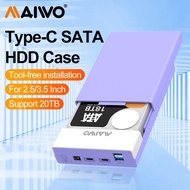 MAIWO External Hard Drive Enclosure for 3.5 2.5 Inch SATA SSD HDD with USB Hub Function Type C to SA