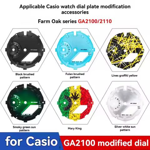 GA2100 Watch Dial Mod Kit - Sunburst Grid Metal Replacement Face for Casio GA-2100/GA-2110 - Steel D