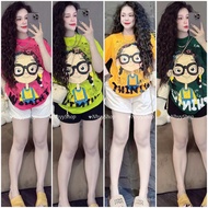 Set of fish leather pants and loose-sleeved cotton t-shirt mixed big size elasticShorts 60-90kg for 