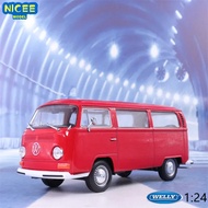 WELLY 1:24 1973 Volkswagen T2 Bus High Simulation Diecast Car Metal Alloy Model Car Children's toys 