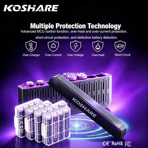 KOSHARE 8/16 Slot LED Smart Lithium Battery Charger With 1.5V AA AAA Li-ion Rechargeable Batteries 4