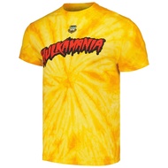 Men's Mitchell & Ness Yellow Hulk Hogan Hulkamania Tie-Dye T-Shirt