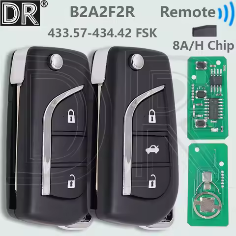 DR B2A2F2R 8A Chip 433.57-434.42 FSK Flip Car Remote Key Fob For Toyota Corolla Yaris Cross HV RAV4 