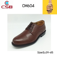 CSB รองเท้าลูกเสือ คัทชูหนังขัดมัน(พื้นเย็บ) สีน้ำตาล รุ่น CM604 ไซส์ 39-45