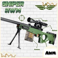 READY STOK AWM Mainan Tembakan Sniper AWM KAR 98K Peluru Busa Anak Laki Cowok Gel BLaster Manual