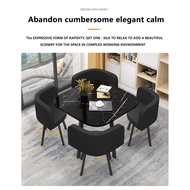 BAIERDI 80CM + four stools dining table set small round table reception table family dining table