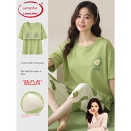 baju tidur seksi baju tidur sexy nipis Baju piyama pakaian rumah bebas kapas wanita Langsha