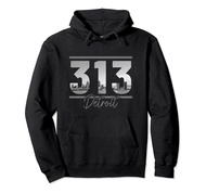 Detroit 313 Area Code Skyline Michigan Vintage Pullover Hoodie