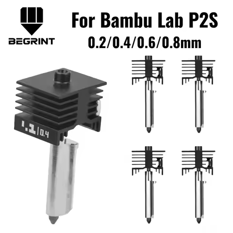 Upgraded Hotend Kit For Bambu Lab P2S 0.2/0.4/0.6/0.8mm Hardened steel nozzle Replace Hot End Bambul