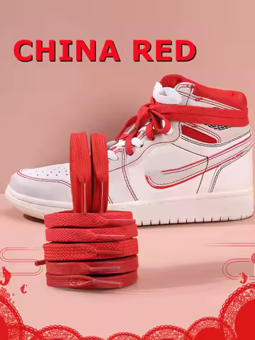 2026 New Fashion China Red Shoelace Flat Waxing Laces for Shoes Round Shoelaces for Sneakers AF1/AJ 