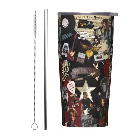 Bons Jovis Rock Band Tumbler Vacuum Insulated Thermal Cup Vacuum Flask Outdoor Mug Spill Proof, 20oz