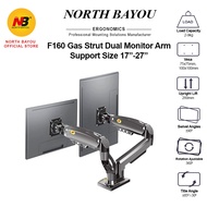 North Bayou F160 Dual Monitor Mount - Ergonomic Gas Strut Arm for 17"-27" Screens
