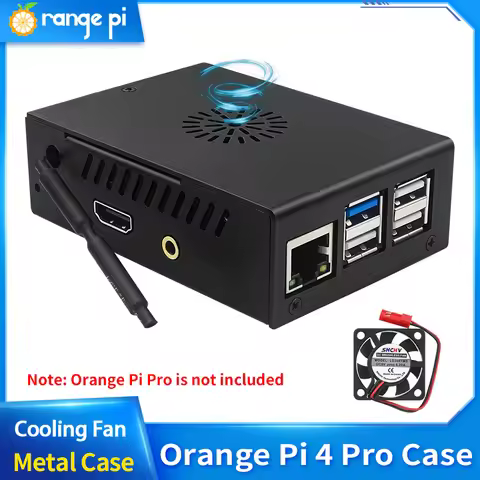 Orange Pi 4 Pro Metal Case Black Protective Box with Cooling Fan for Orange Pi 4 Pro Single Board Co