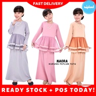 Baju Raya Kurung NAORA Widad Kid Peplum 3Layer Tutu Kanak Anak Perempuan Blouse Kebaya Moden 2 tahun