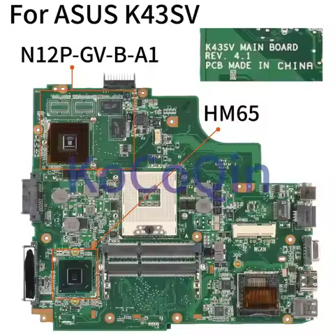 KoCoQin K43SV Laptop motherboard For ASUS X43S A43S K43S A83S A84S K43SV GT520M 1GB Mainboard REV:4.
