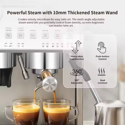 Professional Multifunctional Stainless Steel Dual Boiler 2200W Semi-Automatic Control 2 Group Commer