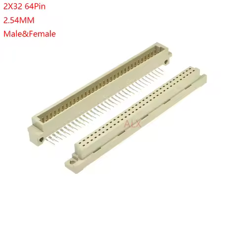 1/2/5pcs din 41612 Connector 2 Rows Plug Header Male Female Through Hole 2X32 64 Pin Pitch 2.54 mm 9