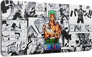 SIASYDF One Piece Zoro Mouse Pad, Extended Large Anime Mousepad for Home Office, Non-Slip Rubber Base with Stitched Edges Gaming Desk Mat for Computer Keyboard and Laptop, 31.5x15.7x0.12inch