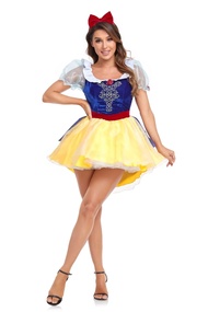 ผู้ใหญ่ฮาโลวีนเจ้าหญิงคอสเพลย์เครื่องแต่งกาย Snow White Theme Masquerade Ball Gown ที่ไม่ซ้ํากันพิเศ