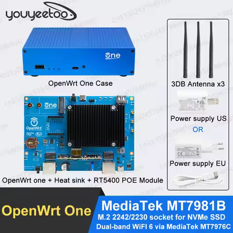Banana Pi OpenWrt One Router Board MediaTek MT7981B Development Board Dual-band WiFI 6 Via MediaTek 