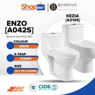 [Limit to 1 Unit Per Order] One Piece WC Toilet Bowl S Trap Wash Down Water Closet 10 Inch 250mm