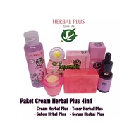 Paket Cream Herbal Plus Bpom / Toner / Serum herbal plus whitening / Facial serum Orig....