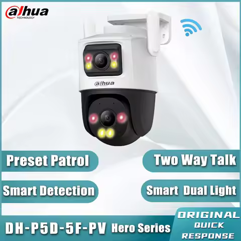 Dahua Picoo Series Dual D1 P5D-5F-PV 5+5MP Dual-Lens Outdoor Wifi PT IP Camera Sound Light Alarm Hum