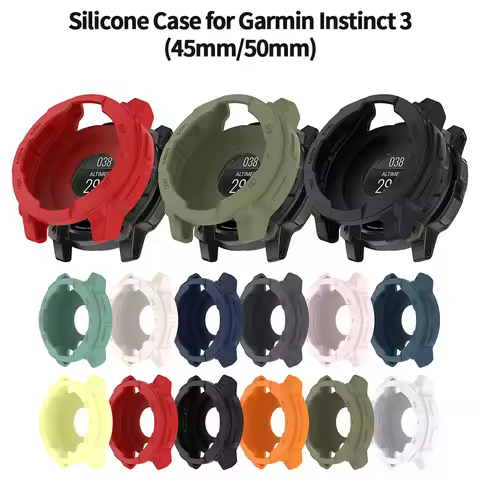 For Garmin Instinct 3 Solar AMOLED 45mm 50mm Case Cover Silicone Protective Shell Frame Bumper For G
