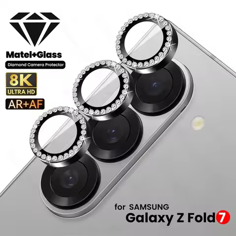 Sumsung ZFold7 Luxury Diamond Aluminum Alloy Ring Tempered Glass Camera Lens Protector Cap For Samsu