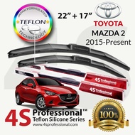 Mazda 2 SkyActiv 2007-Present 4S Professional™ Teflon Silicone Series Wiper Blades (1 pair) - 1 Year