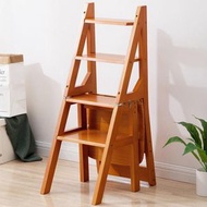 梯凳家用實木梯子 折疊梯 椅 凳子兩用室內登高踏板樓梯 多功能人字梯 翻轉收納 尺寸 四層 []