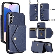 Minimalist Wallet Case for Samsung Galaxy A05s/A05 with Shoulder Strap,Thin Slim Flip Purse,PU Leath