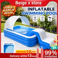 Beige Inflatable Swimming Pool For Kids Swimming Pool Rectangular 3 Rings Kolam Renang Budak Kolam