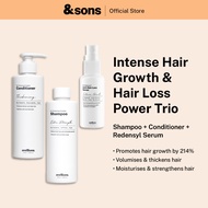 andSons Intense Hair Growth Gift Set (Shampoo 200ml + Conditioner 200ml + 3% Redensyl Serum 60ml + D