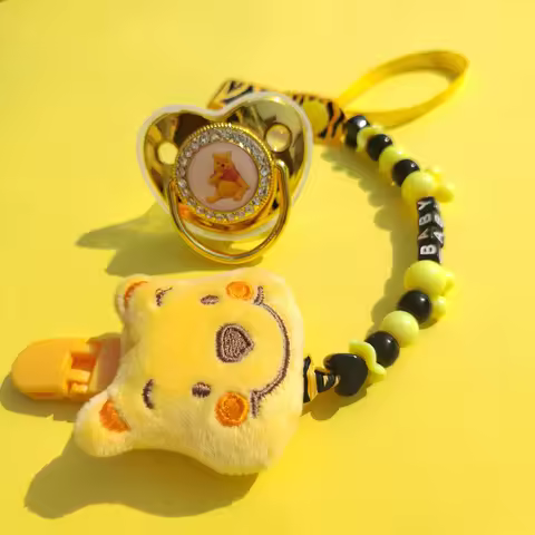 Disney cartoon animal print Mute Holder Chain clip and Pacifier baby new fashion baby gift Baby bath