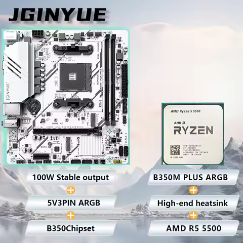 JGINYUE B350M PLUS ARGB AMD Ryzen5 5500 AM4 Kit combo 7nm 6C12T Max 4.2GHz L2+L3=19MB TDP65W no fan 